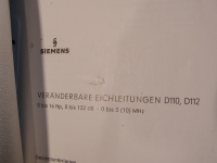 Siemens Veränderbare Eichleitungen D110 D112 Gesamtunterlagen