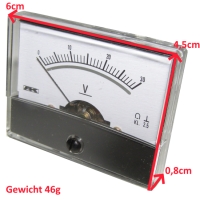 Drehspul-Einbaumessinstrument für Gleichstrom AK60,30V Kl. 2,5