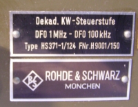 R&S KW-Steuerstufe DFO 1MHz - DFO 100kHz Type HS371-1/124